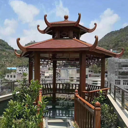 河南公園小區(qū)六角雙層鋁合金涼亭