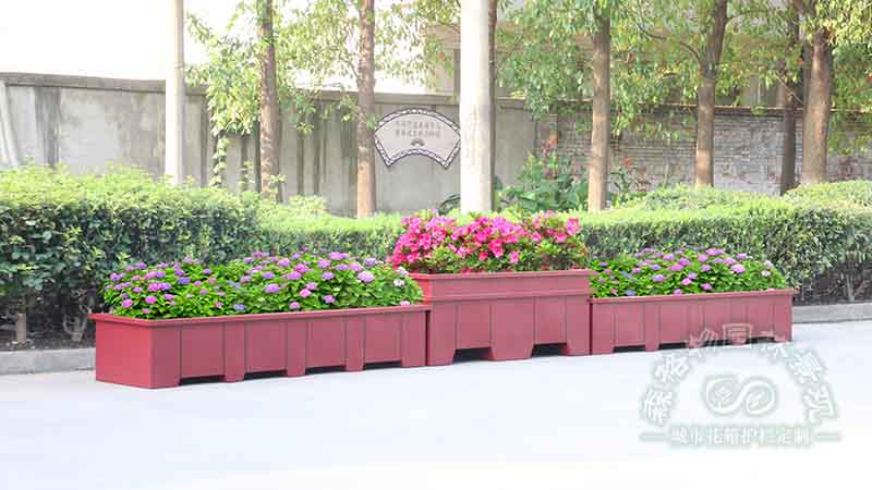 山東玫紅色道路不銹鋼花箱