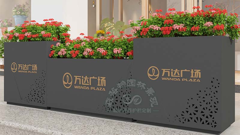 河南廣場印字景觀不銹鋼花箱