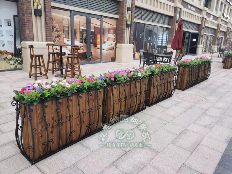 森格物鐵藝防腐木花箱