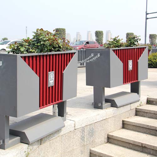 中國紅鐵藝道路鈑金花箱