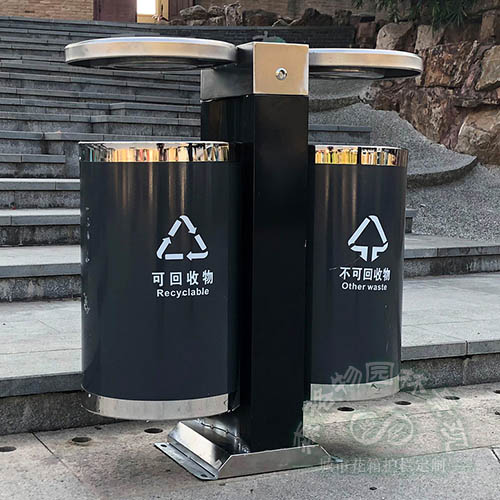 安徽圓形不銹鋼雙桶垃圾箱