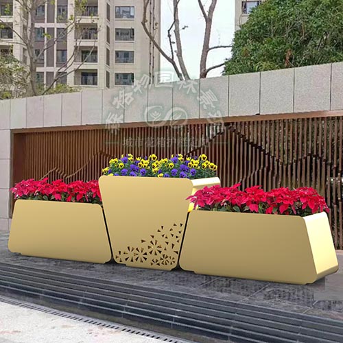 金色系道路組合景觀花箱