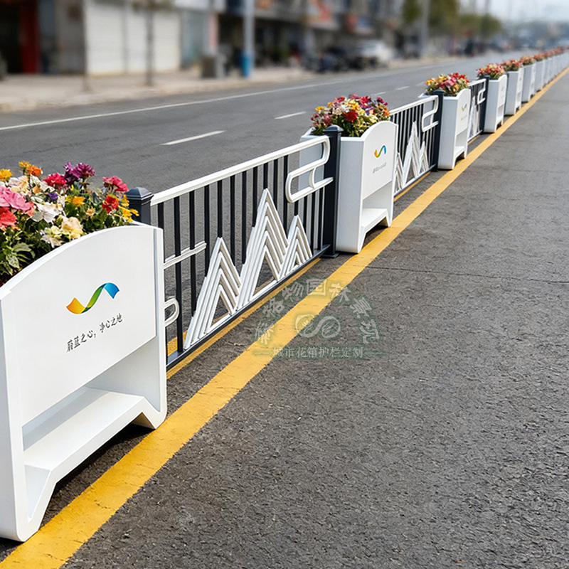 新中式山水意境市政道路花箱護(hù)欄