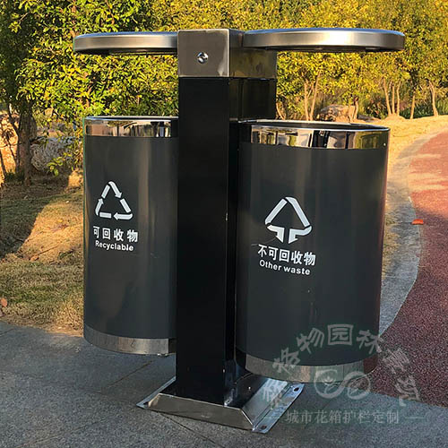 圓形不銹鋼雙桶垃圾箱