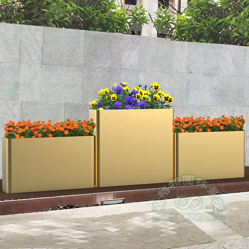 金色系道路組合景觀花箱